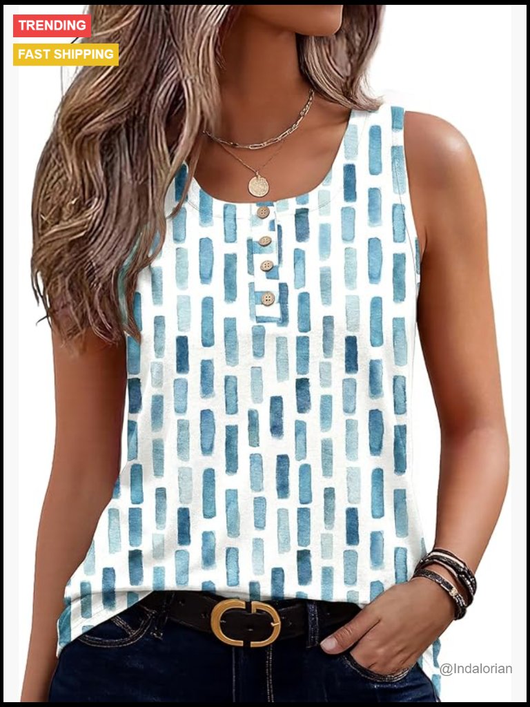 Polyester Spandex Tank Top Button Down Collar Sleeveless Shirt